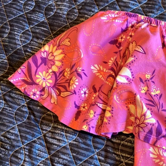 Pretty pink print knit top with ruffle sleeves by Woman Within, size 18, NWOT! - Picture 9 of 16